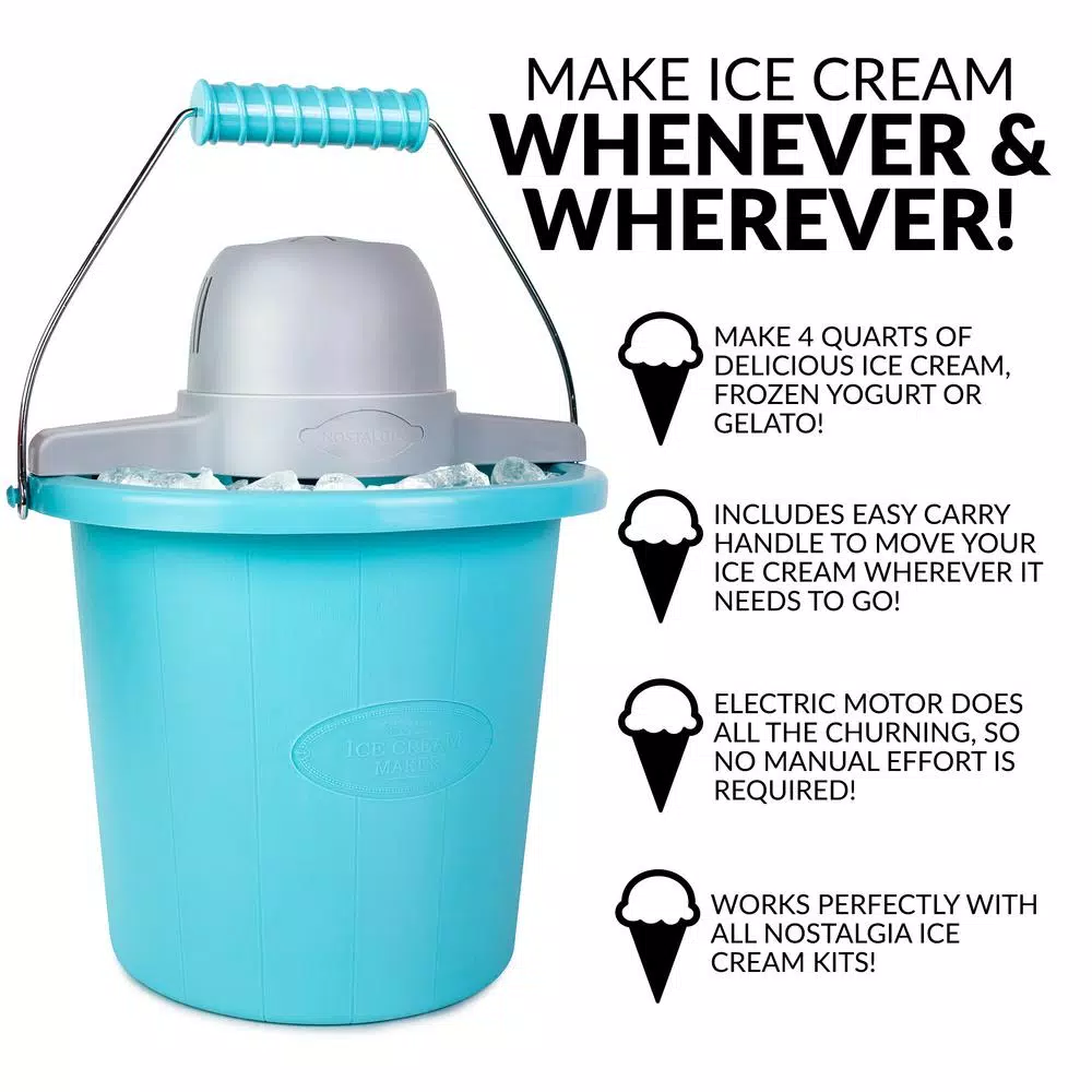 Dessert Makers Nostalgia 4 Qt. Electric Ice Cream Maker With Easy-Carry Handle 2 Dessert Makers Nostalgia 4 Qt. Electric Ice Cream Maker With Easy-Carry Handle - Image 2