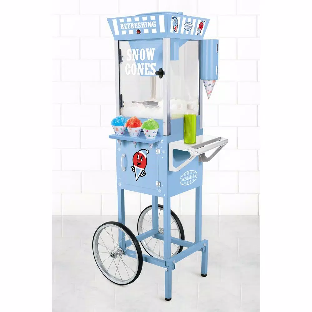 Dessert Makers Nostalgia Vintage 575 Oz. Snow Cone Machine Cart In Blue 2 Dessert Makers Nostalgia Vintage 575 Oz. Snow Cone Machine Cart In Blue - Image 2