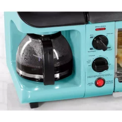 Toasters Nostalgia Retro Breakfast Center 1500 W 4-Slice Blue Toaster Oven With Built-In Timer -BergHOFF Shop blue nostalgia toaster ovens bset300blue 4f 1000