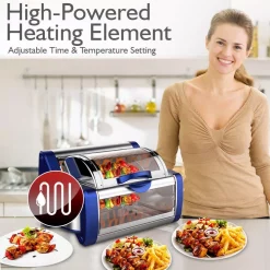 Toasters NutriChef White Digital Countertop Rotisserie & Grill Oven Rotating Kitchen Cooker In Blue -BergHOFF Shop blue nutrichef toaster ovens pkrtvg65bl 44 1000