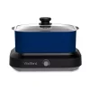 Cookers West Bend 5 Qt. Blue Non-Stick Versatility Slow Cooker With 5-Temperature Settings Includes Travel Lid And Thermal Tote
