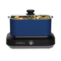 Cookers West Bend 6 Qt. Blue Non-Stick Versatility Slow Cooker With 5-Temperature Settings Includes Travel Lid And Thermal Tote 8 Cookers West Bend 6 Qt. Blue Non-Stick Versatility Slow Cooker With 5-Temperature Settings Includes Travel Lid And Thermal Tote -BergHOFF Shop blue west bend slow cookers 87906b 4f 1000