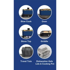 Cookers West Bend 6 Qt. Blue Non-Stick Versatility Slow Cooker With 5-Temperature Settings Includes Travel Lid And Thermal Tote 11 Cookers West Bend 6 Qt. Blue Non-Stick Versatility Slow Cooker With 5-Temperature Settings Includes Travel Lid And Thermal Tote -BergHOFF Shop blue west bend slow cookers 87906b fa 1000