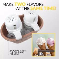 Dessert Makers Nostalgia 4 Qt. Brown Double Flavor Ice Cream Maker -BergHOFF Shop brown nostalgia ice cream makers picm2dbl fa 1000