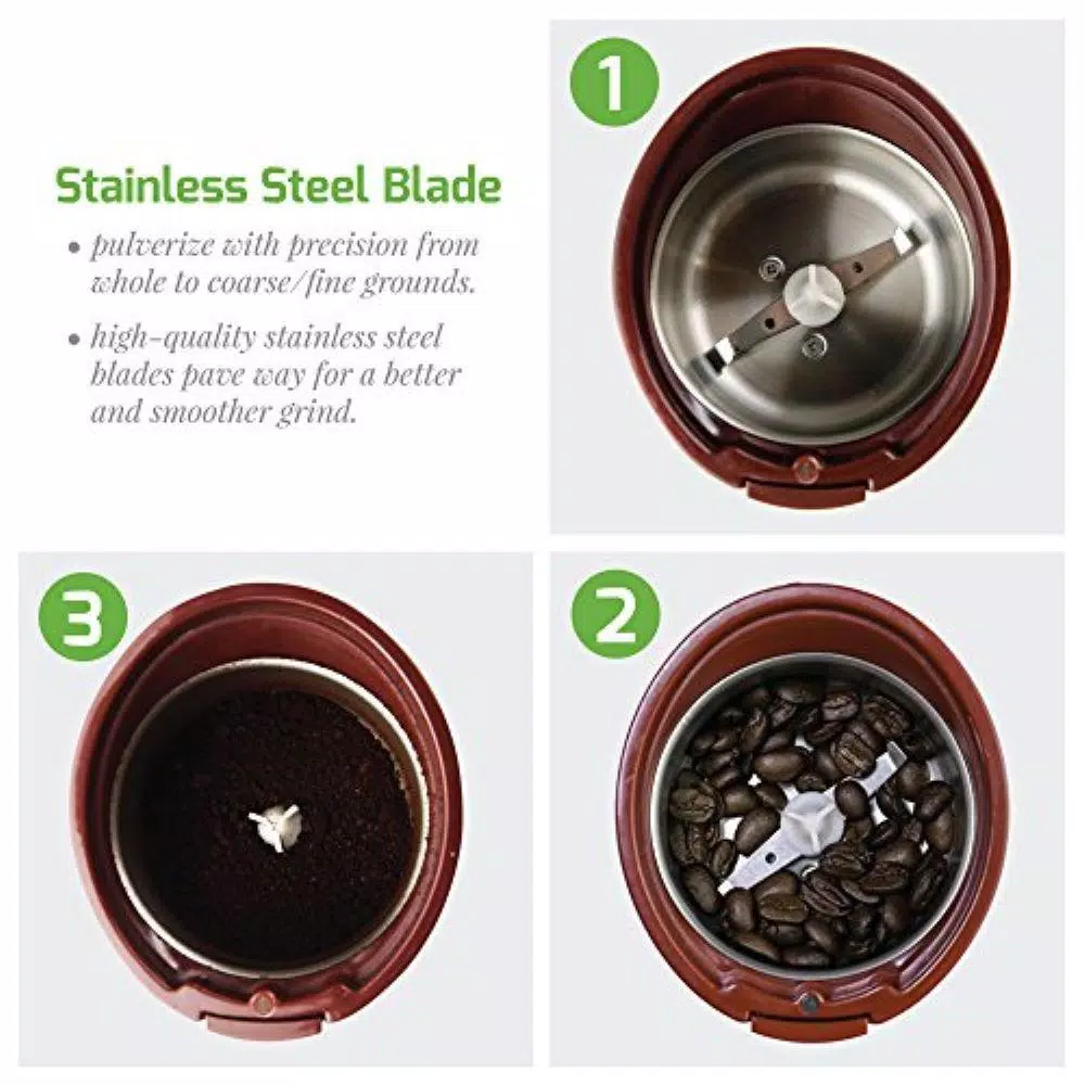 Coffee Makers Ovente 2.5 Oz. Brown One-Touch Electric Coffee Grinder With Transparent Easy Open Lid And Stainless Steel Blades 5 Coffee Makers Ovente 2.5 Oz. Brown One-Touch Electric Coffee Grinder With Transparent Easy Open Lid And Stainless Steel Blades - Image 5