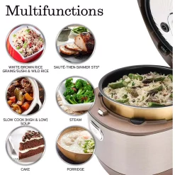 Cookers AROMA 5 Qt. Champagne Electric Multi-Cooker With Ceramic Pot 9 Cookers AROMA 5 Qt. Champagne Electric Multi-Cooker With Ceramic Pot -BergHOFF Shop champagne aroma multi cookers mtc 8010 1f 1000