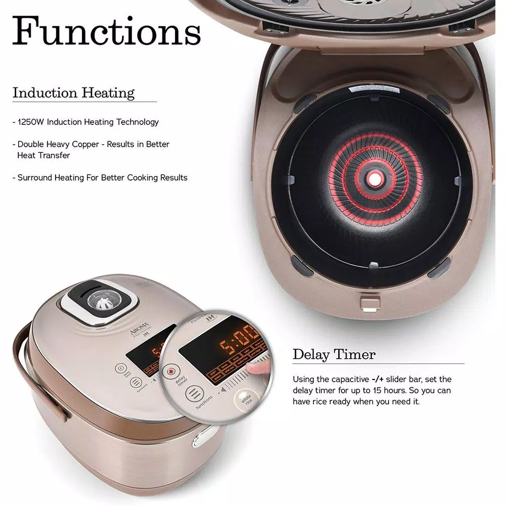 Cookers AROMA 5 Qt. Champagne Electric Multi-Cooker With Ceramic Pot 5 Cookers AROMA 5 Qt. Champagne Electric Multi-Cooker With Ceramic Pot - Image 5