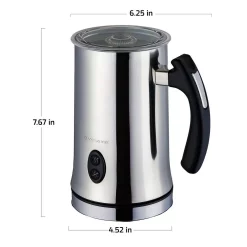 Coffee Makers Ovente 1.25-Cup Chrome Electric Double Wall Stainless Steel Milk Frother, Frothing & Heating Whisks, Espresso Machine Latte -BergHOFF Shop chrome ovente espresso machines fr4810ch 76 1000