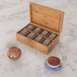 Coffee Makers Classic Cuisine 8-Compartment Bamboo Tea Box Storage Organizer -BergHOFF Shop classic cuisine coffee accessories hw0500063 31 1000
