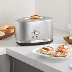 Toasters KitchenAid 2-Slice Contour Silver Wide Slot Toaster With Crumb Tray -BergHOFF Shop contour silver kitchenaid pop up toasters kmt2116cu 31 1000