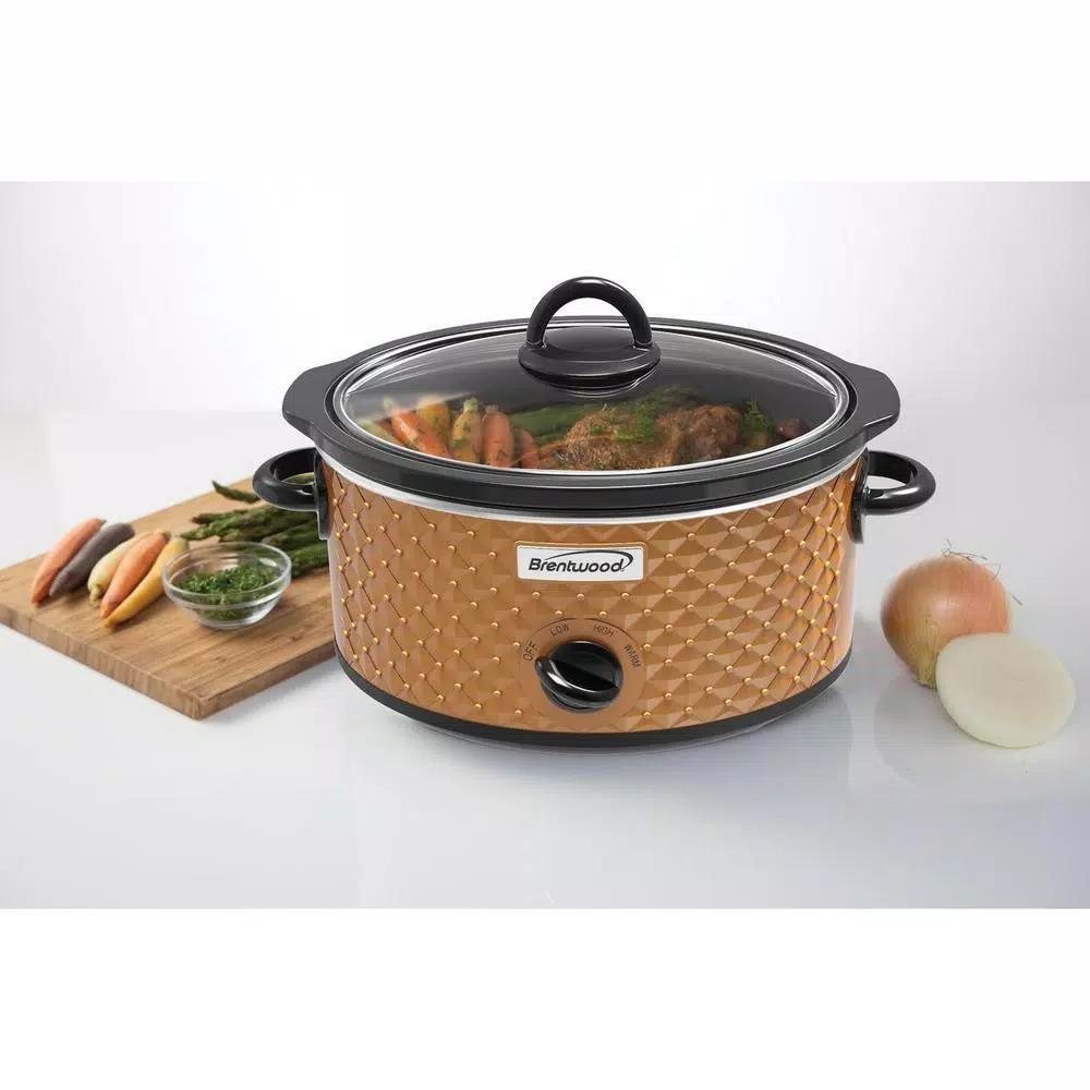 Cookers Brentwood Appliances Diamond 3.5 Qt. Brown Slow Cooker With Tempered Glass Lid 6 Cookers Brentwood Appliances Diamond 3.5 Qt. Brown Slow Cooker With Tempered Glass Lid - Image 6
