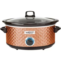 Cookers Brentwood Appliances Diamond 7 Qt. Copper Slow Cooker With Tempered Glass Lid