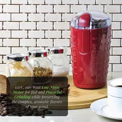 Coffee Makers Ovente 2.5 Oz. Maroon One-Touch Electric Coffee Grinder With Transparent Easy Open Lid And Stainless Steel Blades 19 Coffee Makers Ovente 2.5 Oz. Maroon One-Touch Electric Coffee Grinder With Transparent Easy Open Lid And Stainless Steel Blades -BergHOFF Shop maroon ovente coffee grinders cg225m 31 1000