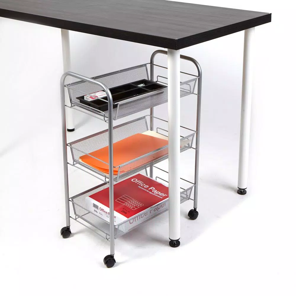 Coffee Makers Mind Reader Roll 3-Shelf Rolling Silver Metal Mesh Coffee Cart 4 Coffee Makers Mind Reader Roll 3-Shelf Rolling Silver Metal Mesh Coffee Cart - Image 4