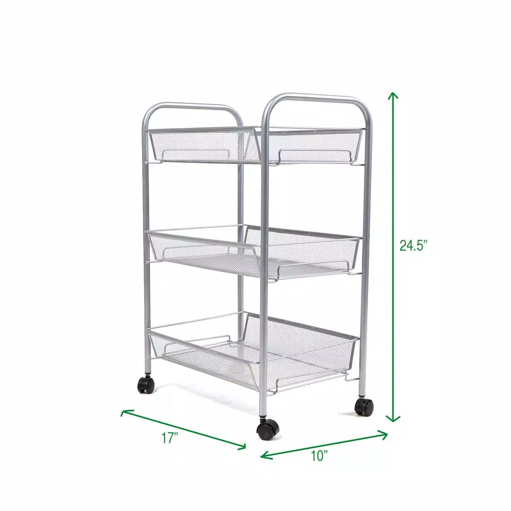 Coffee Makers Mind Reader Roll 3-Shelf Rolling Silver Metal Mesh Coffee Cart 6 Coffee Makers Mind Reader Roll 3-Shelf Rolling Silver Metal Mesh Coffee Cart - Image 6