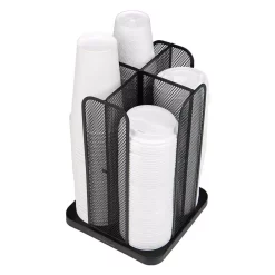 Coffee Makers Mind Reader Cup And Lid Carousel Holder Organizer, Cup Dispenser Black Metal Mesh -BergHOFF Shop mind reader coffee accessories cdispmesh blk 1f 1000