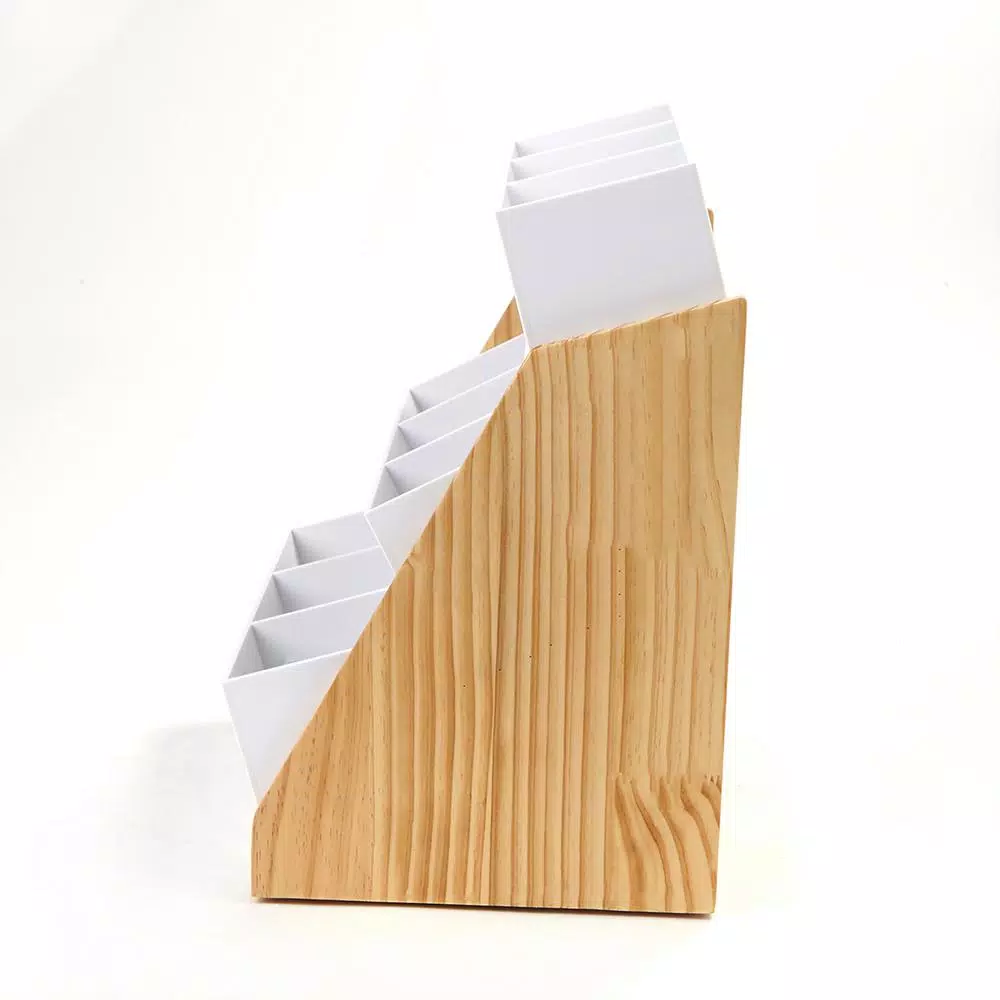 Coffee Makers Mind Reader 9-Compartment White Condiment Organizer With Wood Base 5 Coffee Makers Mind Reader 9-Compartment White Condiment Organizer With Wood Base - Image 5