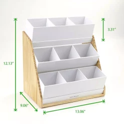 Coffee Makers Mind Reader 9-Compartment White Condiment Organizer With Wood Base 11 Coffee Makers Mind Reader 9-Compartment White Condiment Organizer With Wood Base -BergHOFF Shop mind reader coffee accessories comp9wd wht fa 1000