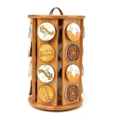 Coffee Makers Mind Reader 24-Capacity Bamboo K-Cup Storage Organizer And Coffee Pod Carousel -BergHOFF Shop mind reader coffee accessories crs brn 1f 1000