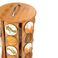 Coffee Makers Mind Reader 24-Capacity Bamboo K-Cup Storage Organizer And Coffee Pod Carousel -BergHOFF Shop mind reader coffee accessories crs brn 44 1000