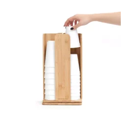 Coffee Makers Mind Reader Tawny Bamboo Rotating Cup Holder And Lid Holder -BergHOFF Shop mind reader coffee accessories cupdispbm brn 44 1000