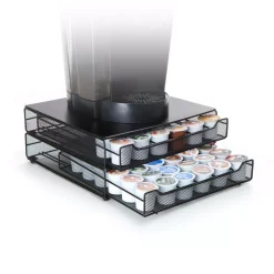Coffee Makers Mind Reader Mind Reader ‘ Jumbo ‘ 72 Capacity Metal Mesh Stacked Double Coffee Pod Drawer, Black -BergHOFF Shop mind reader coffee accessories dbtrymesh blk 4f 1000