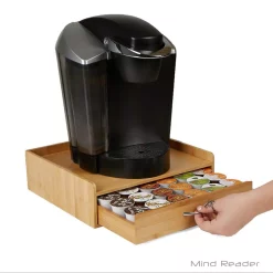 Coffee Makers Mind Reader 32-Capacity Bamboo Brown K-Cup Storage Drawer With Lip Panel -BergHOFF Shop mind reader coffee accessories kpanelbm brn 4f 1000