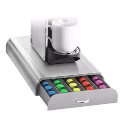 Coffee Makers Mind Reader Anchor 50-Capacity Silver Nespresso Coffee Capsule Drawer -BergHOFF Shop mind reader coffee accessories nest3pc gry 76 1000