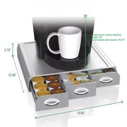 Coffee Makers Mind Reader 36 Capacity K-Cup, Dolce Gusto, CBTL, Verismo, Single Serve Coffee Pod Holder Drawer, Silver -BergHOFF Shop mind reader coffee accessories tray6 sil 76 1000