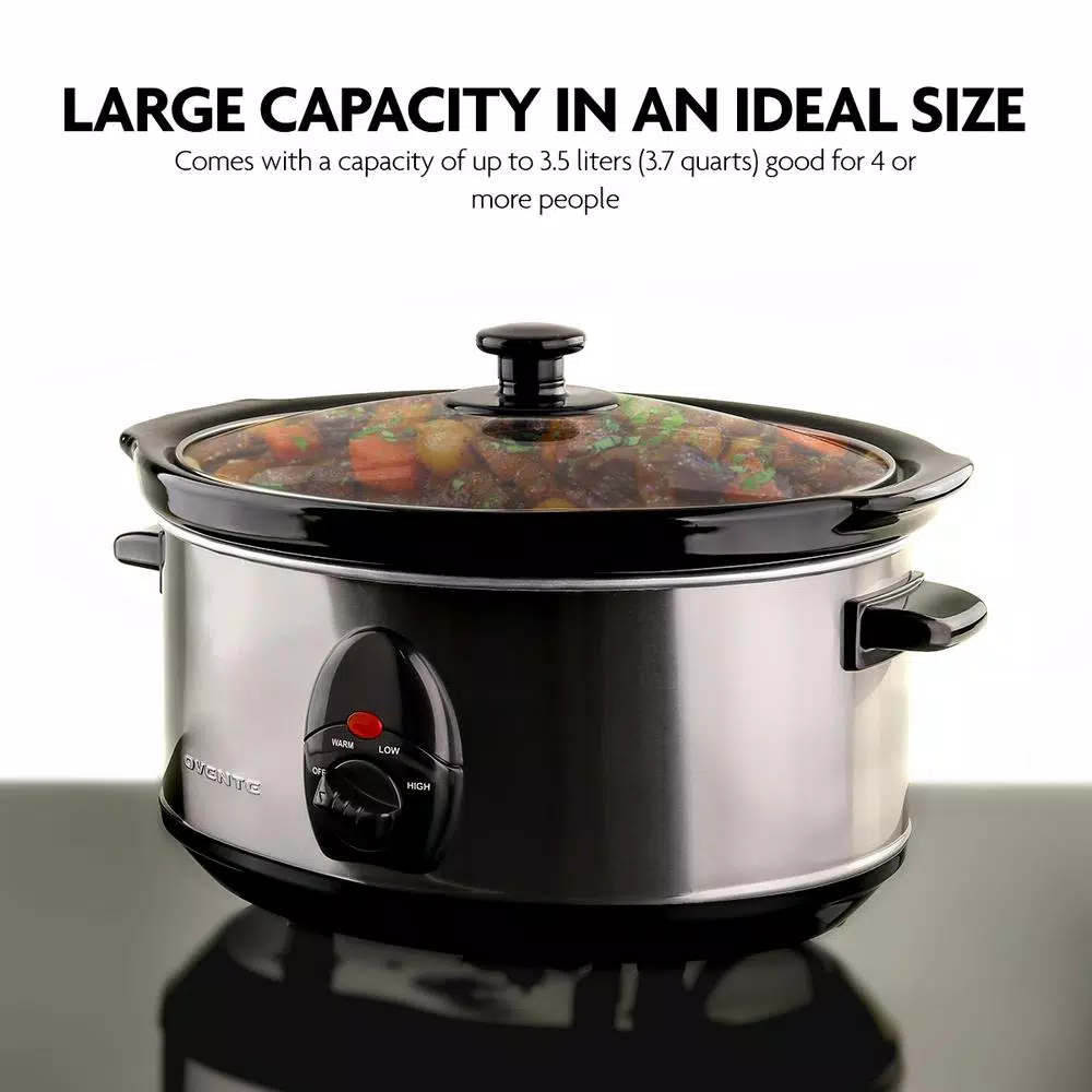 Cookers Ovente 3.7 Qt. Stainless Steel Electric Slow Cooker With Heat-Tempered Glass Lid, Adjustable Temperature Control, (SLO35ABR) 5 Cookers Ovente 3.7 Qt. Stainless Steel Electric Slow Cooker With Heat-Tempered Glass Lid, Adjustable Temperature Control, (SLO35ABR) - Image 5