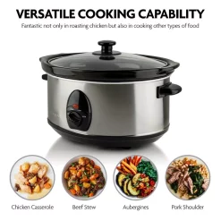 Cookers Ovente 3.7 Qt. Stainless Steel Electric Slow Cooker With Heat-Tempered Glass Lid, Adjustable Temperature Control, (SLO35ABR) 10 Cookers Ovente 3.7 Qt. Stainless Steel Electric Slow Cooker With Heat-Tempered Glass Lid, Adjustable Temperature Control, (SLO35ABR) -BergHOFF Shop nickel brushed ovente slow cookers slo35abr 4f 1000