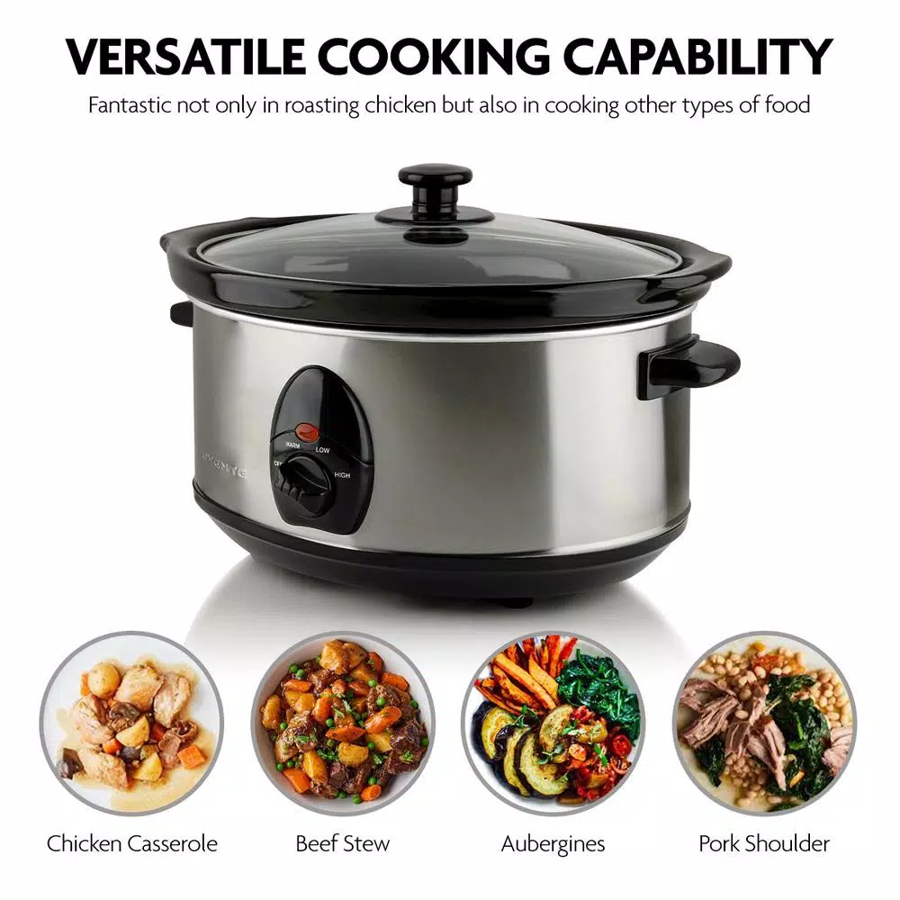 Cookers Ovente 3.7 Qt. Stainless Steel Electric Slow Cooker With Heat-Tempered Glass Lid, Adjustable Temperature Control, (SLO35ABR) 3 Cookers Ovente 3.7 Qt. Stainless Steel Electric Slow Cooker With Heat-Tempered Glass Lid, Adjustable Temperature Control, (SLO35ABR) - Image 3