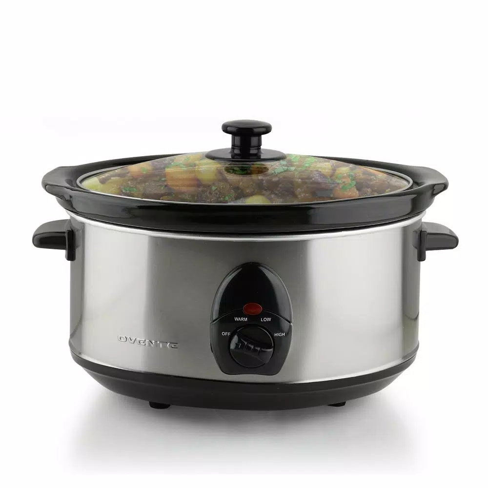 Cookers Ovente 3.7 Qt. Stainless Steel Electric Slow Cooker With Heat-Tempered Glass Lid, Adjustable Temperature Control, (SLO35ABR) 1 Cookers Ovente 3.7 Qt. Stainless Steel Electric Slow Cooker With Heat-Tempered Glass Lid, Adjustable Temperature Control, (SLO35ABR)