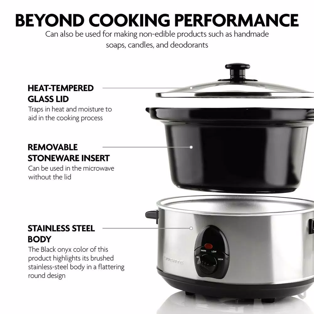 Cookers Ovente 3.7 Qt. Stainless Steel Electric Slow Cooker With Heat-Tempered Glass Lid, Adjustable Temperature Control, (SLO35ABR) 2 Cookers Ovente 3.7 Qt. Stainless Steel Electric Slow Cooker With Heat-Tempered Glass Lid, Adjustable Temperature Control, (SLO35ABR) - Image 2