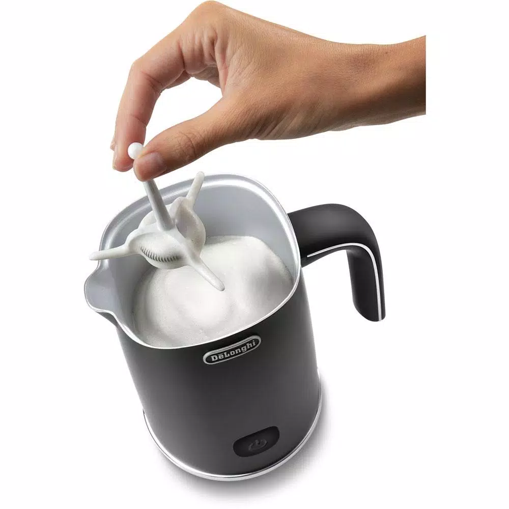 Coffee Makers DeLonghi 8.8 Oz. Matte Black Metal Electric Milk Frother With Non-Stick Interior 2 Coffee Makers DeLonghi 8.8 Oz. Matte Black Metal Electric Milk Frother With Non-Stick Interior - Image 2
