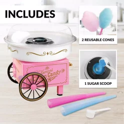 Dessert Makers Nostalgia 450 W Pink Cotton Candy Maker -BergHOFF Shop pink nostalgia cotton candy machines pcm306pk 4f 1000