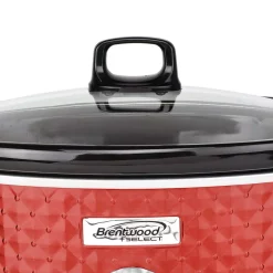 Cookers Brentwood Appliances Diamond 7 Qt. Red Slow Cooker With Tempered Glass Lid 10 Cookers Brentwood Appliances Diamond 7 Qt. Red Slow Cooker With Tempered Glass Lid -BergHOFF Shop red brentwood appliances slow cookers sc 157r 1f 1000
