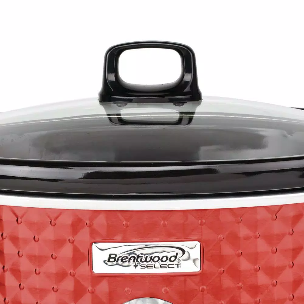 Cookers Brentwood Appliances Diamond 7 Qt. Red Slow Cooker With Tempered Glass Lid 4 Cookers Brentwood Appliances Diamond 7 Qt. Red Slow Cooker With Tempered Glass Lid - Image 4