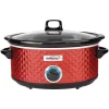 Cookers Brentwood Appliances Diamond 7 Qt. Red Slow Cooker With Tempered Glass Lid