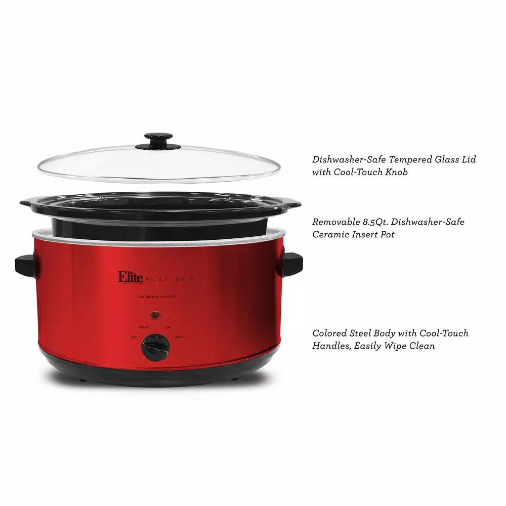 Cookers Elite Platinum 8.5 Qt. Red Slow Cooker 5 Cookers Elite Platinum 8.5 Qt. Red Slow Cooker - Image 5