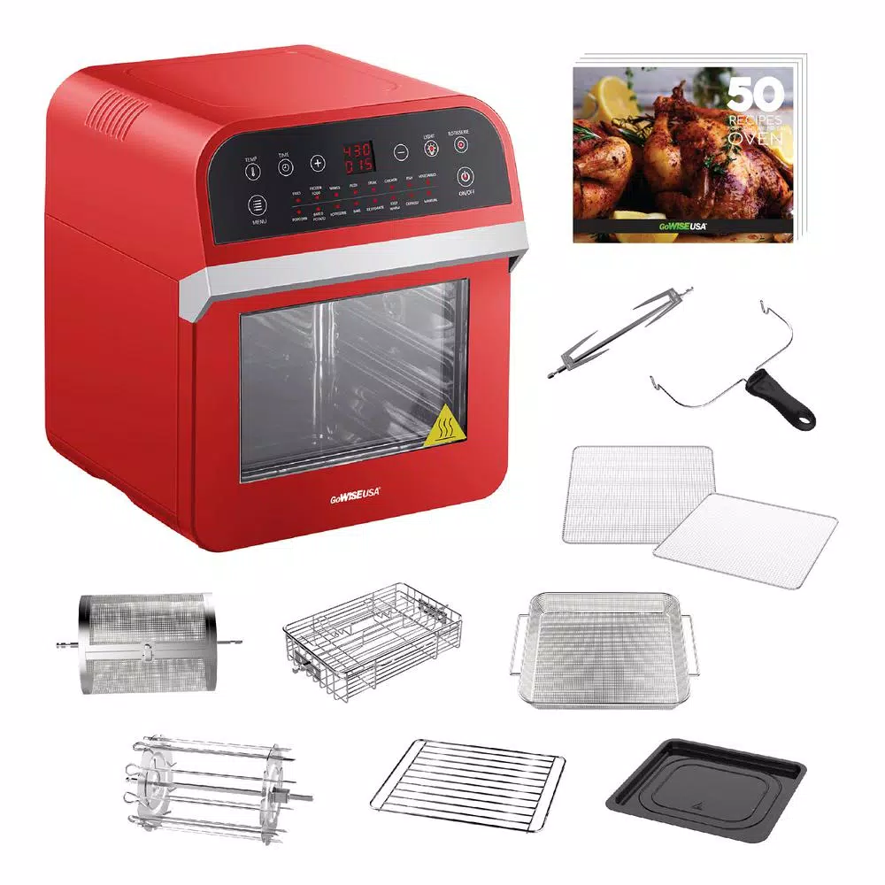 Toasters GoWISE USA 1600 W Red Rotisserie Oven And 12.7 Qt. Electric Air Fryer 1 Toasters GoWISE USA 1600 W Red Rotisserie Oven And 12.7 Qt. Electric Air Fryer