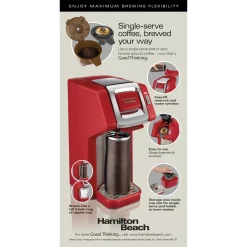 Coffee Makers Hamilton Beach 1-Cup Red FlexBrew Coffee Maker 14 Coffee Makers Hamilton Beach 1-Cup Red FlexBrew Coffee Maker -BergHOFF Shop red hamilton beach drip coffee makers 49945 76 1000