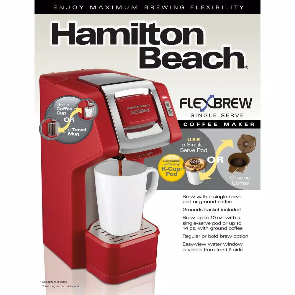 Coffee Makers Hamilton Beach 1-Cup Red FlexBrew Coffee Maker 6 Coffee Makers Hamilton Beach 1-Cup Red FlexBrew Coffee Maker - Image 6