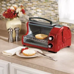 Toasters Hamilton Beach Easy Reach 1200 W 4-Slice Red Toaster Oven With Roll-Top Door -BergHOFF Shop red hamilton beach toaster ovens 31337d 31 1000