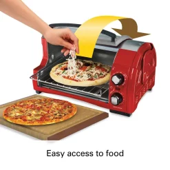Toasters Hamilton Beach Easy Reach 1200 W 4-Slice Red Toaster Oven With Roll-Top Door -BergHOFF Shop red hamilton beach toaster ovens 31337d 44 1000