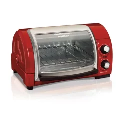 Toasters Hamilton Beach Easy Reach 1200 W 4-Slice Red Toaster Oven With Roll-Top Door