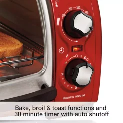Toasters Hamilton Beach Easy Reach 1200 W 4-Slice Red Toaster Oven With Roll-Top Door -BergHOFF Shop red hamilton beach toaster ovens 31337d fa 1000