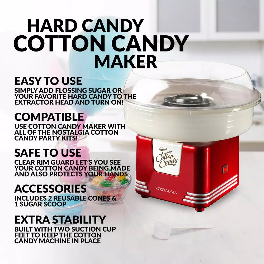 Dessert Makers Nostalgia Retro Red Hard And Sugar Free Cotton Candy Maker With Cotton Candy Cones 11 Dessert Makers Nostalgia Retro Red Hard And Sugar Free Cotton Candy Maker With Cotton Candy Cones - Image 11