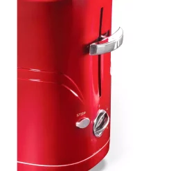 Toasters Nostalgia Retro Series 2-Slice Red Long Slot Hot Dog And Bun Toaster With Crumb Tray And Mini Tongs -BergHOFF Shop red nostalgia pop up toasters hdt600retrored 1f 1000
