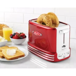 Toasters Nostalgia Retro Series 2-Slice Red Wide Slot Bagel Toaster With Crumb Tray And Shade Settings -BergHOFF Shop red nostalgia pop up toasters rtos200 1f 1000